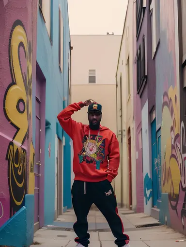 Bold Wallpaper Covers Graffiti Alleyway with Hip-Hop Dancer