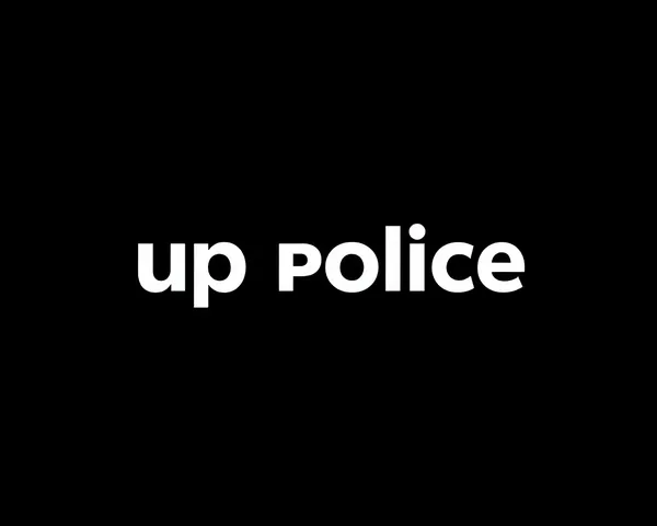 Bold White Font UP Police Logo on Black Background Texture