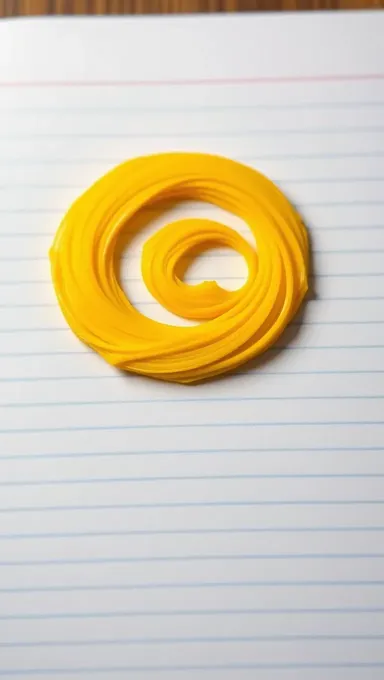 Bold Yellow Spiral on Notepad with Faint Horizontal Lines