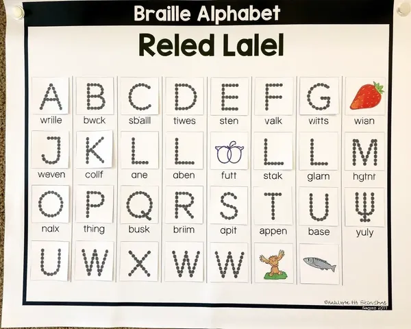 Braille Alphabet Poster with Images and Icons