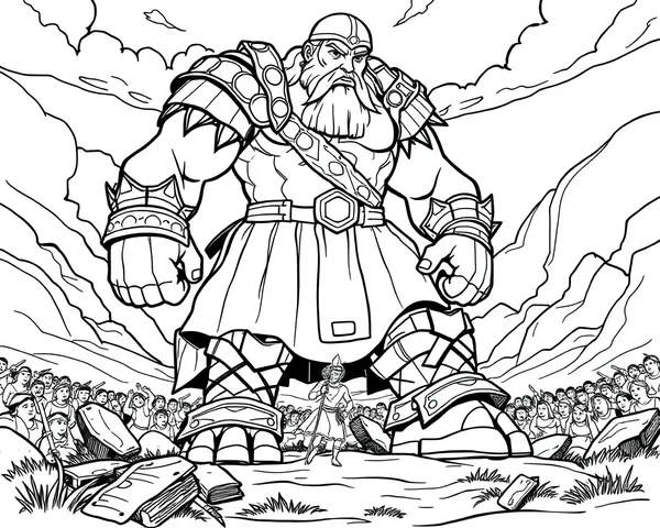Brave David Faces Off Against Giant Goliath Coloring Page