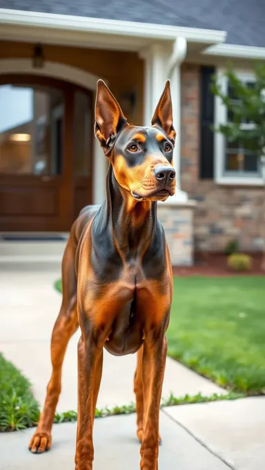 Brave Doberman Pinscher Guards Suburban Home