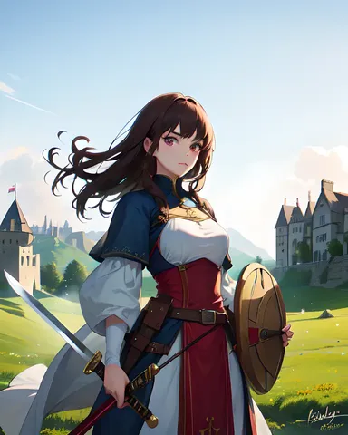 Brave Gril Defends Kingdom with Sword and Shield
