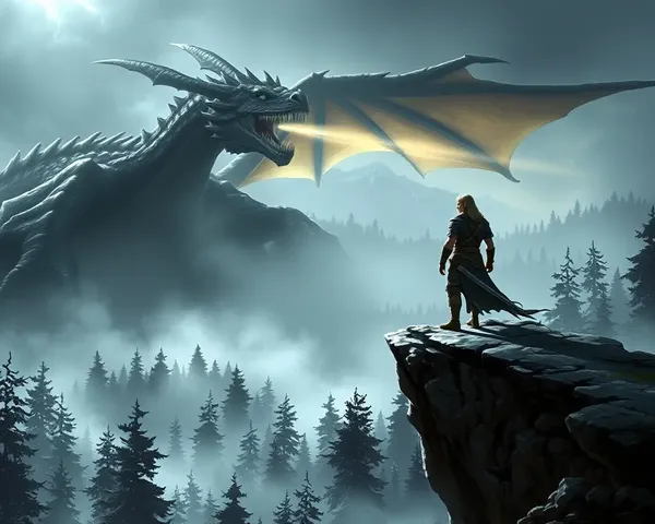 Brave Warrior on Cliff Overlooking Misty Forest Wallpaper
