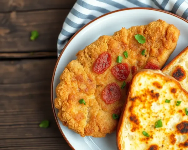 Breaded and Fried Cutlet with Garlic Bread