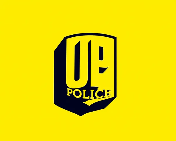 Bright Yellow Background UP Police Logo with Bold Lines