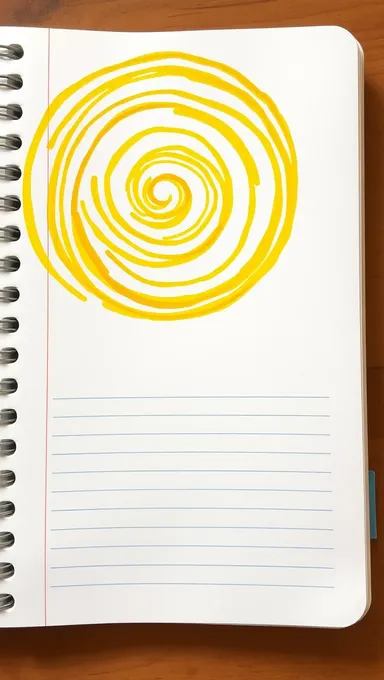 Bright Yellow Spiral Pattern on Notepad with Horizontal Lines