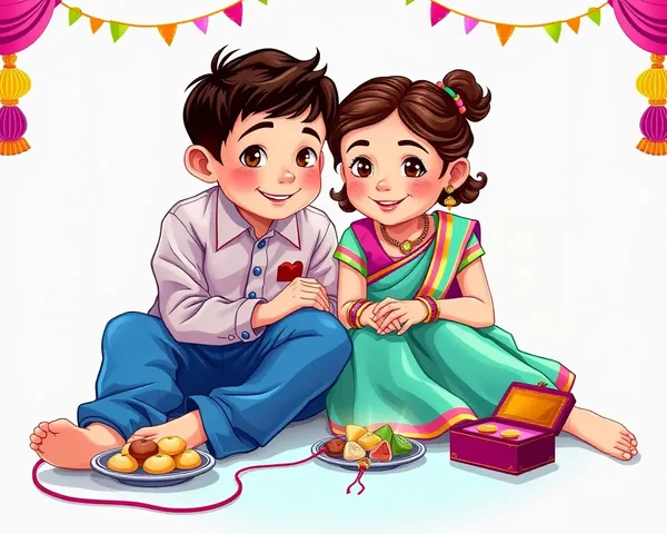 Brother and Sister Enjoy Sweets on Raksha Bandhan Celebration
