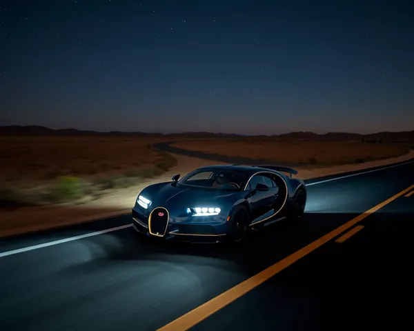 Bugatti Centodieci Cruises at Night on Deserted Highway