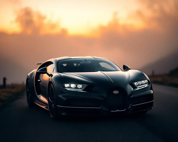 Bugatti Centodieci Illuminates Foggy Mountain Road Sunset