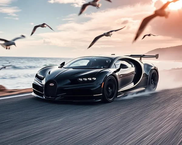 Bugatti Chiron Rides Coastal Road Ocean Waves