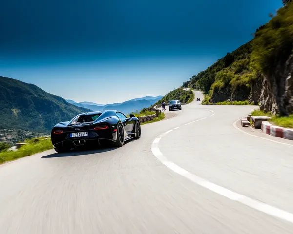 Bugatti Chiron Speeds Along Winding Mountain Road