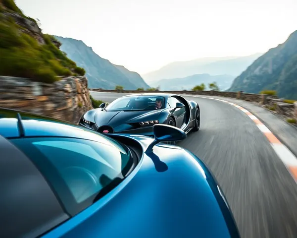 Bugatti Chiron Takes Sharp Turn on Mountain Road