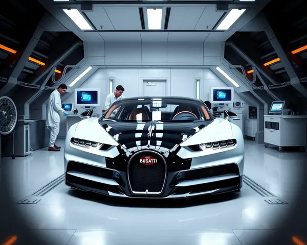 Bugatti Chiron in High-Tech Laboratory with Scientists