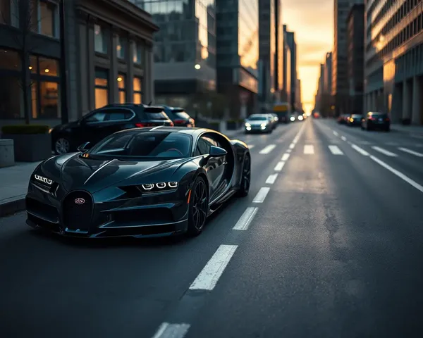 Bugatti Chiron on Sleek City Street at Dusk