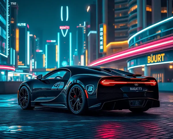 Bugatti Divo Cityscape Futuristic Neon Reflections