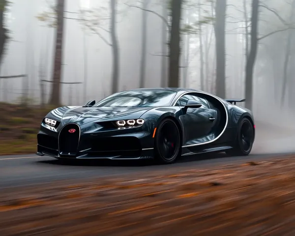 Bugatti Divo Misty Forest Drive Blurring Trees