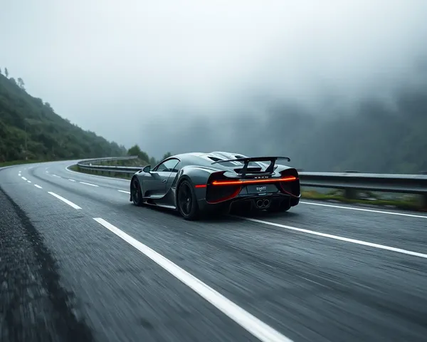 Bugatti Divo Mountain Road Sunset Foggy Drive