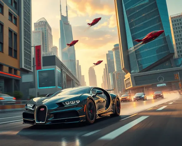 Bugatti Hypercar in Futuristic City Concept Art