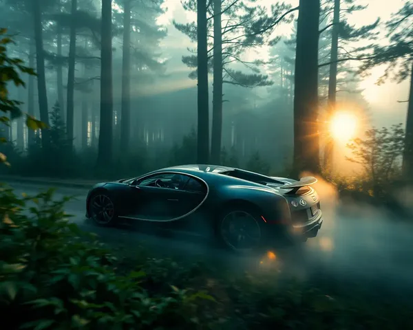 Bugatti La Voiture Noire in Dense Forest Concept Art