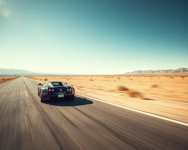 Bugatti Veyron Hypercar Speeds Down Desert Highway