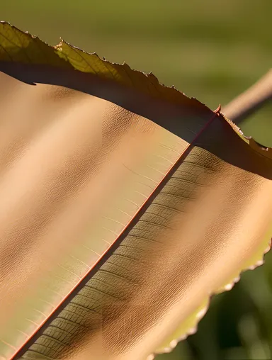 Buke Leaf Rustles in Wind, Illuminated by Warm Sunlight Rays