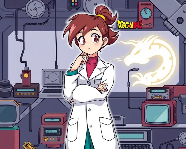 Bulma Standing Intellectually with Dragon Ball Machinery