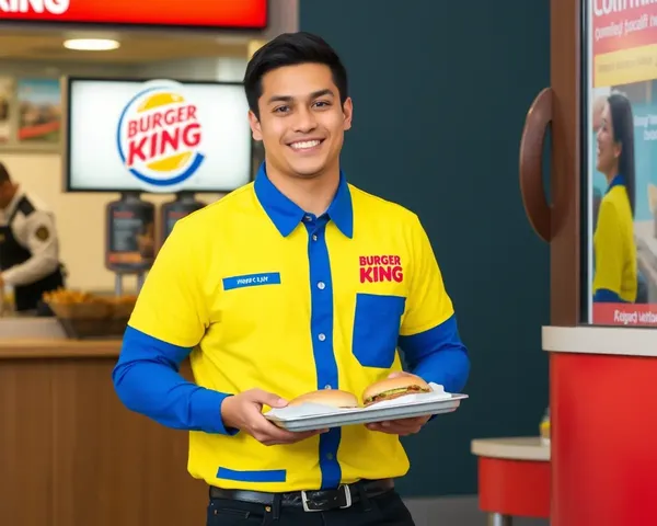 Burger King Employee PNG Image with Bright Yellow and Blue Uniform