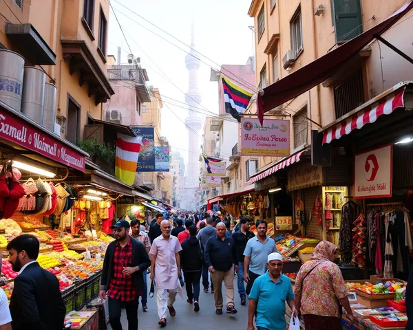 Bustling City Market with Karizma Background of Vibrant Colors