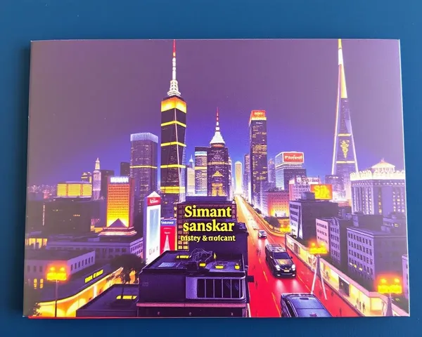 Bustling Cityscape Simant Sanskar Card Nighttime Scene