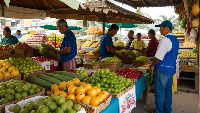 Bustling Copra Market in Tropical Setting