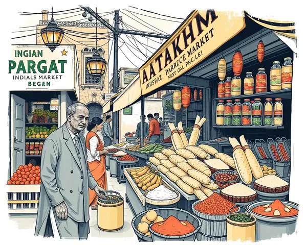 Bustling Indian Market with Aata Bread and Spices