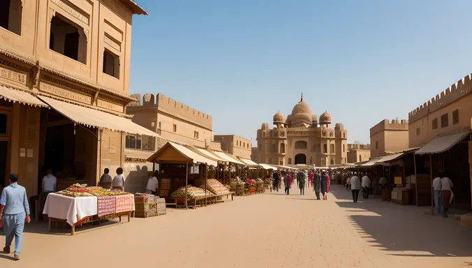 Bustling Jaisalmer Street with Local Handicrafts and Fort