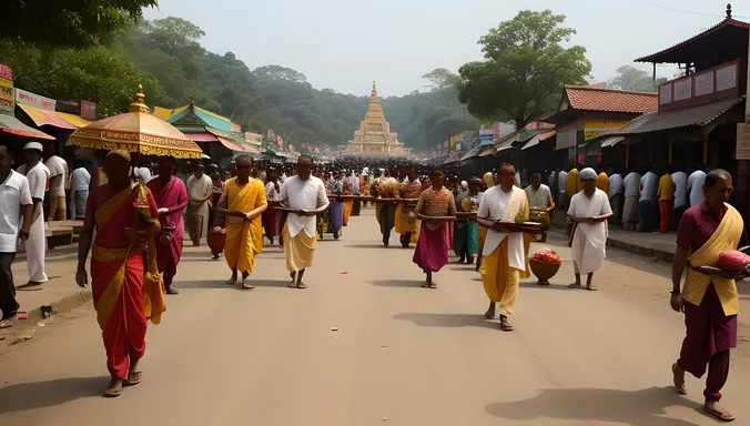 Bustling Street Scene in Shravanabelagola with Devotees