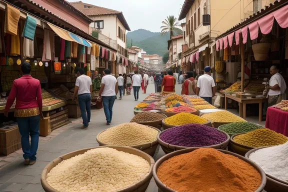 Bustling yyyy Year Old City Street Market