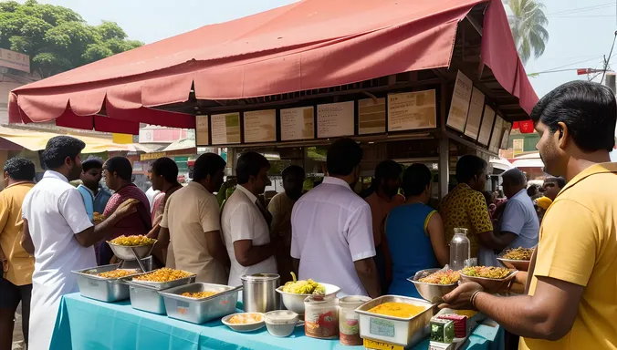 Busy Indian Street Food Stall Selling Raita Images HD
