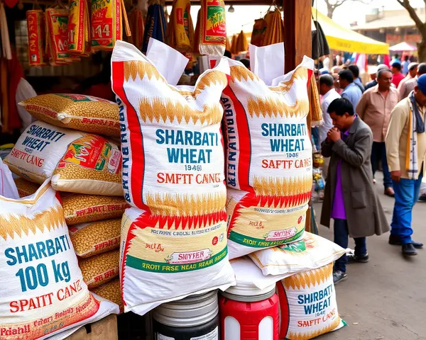 Busy Market Stall Sells 100 kg Sharbati Wheat Bags