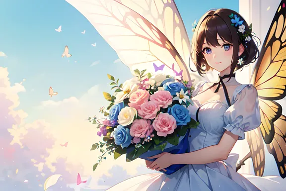 Butterflies Carry Alphabet Letters on Flower Bouquet