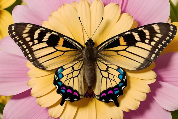Butterfly on Yellow Flower with Yyyyyy Colors