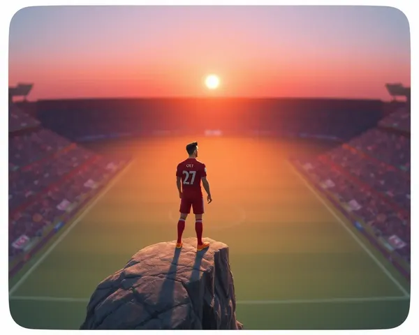 CR7 on Cliff with Football Fields and Sunset Illustration
