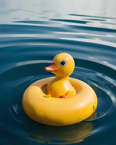 Calm Blue Lake Yyy Rubber Duck Floats