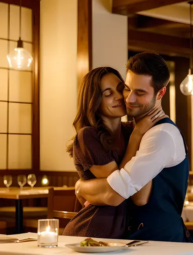 Candlelit Hug for Romantic Couple's Night Out