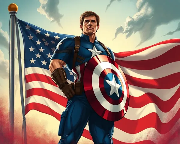 Captain America Steve Rogers Heroic Flag Illustration