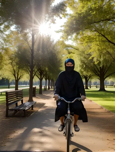 Carefree Niqab Girl on Bike Ride