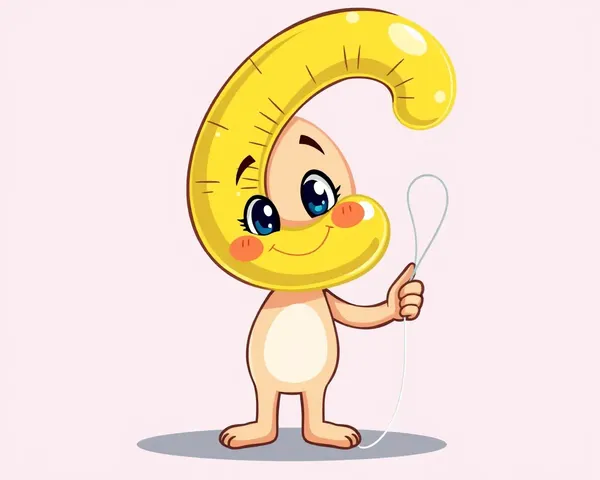 Cartoon Character Holds Letter C Balloon on Colorful Wallpaper