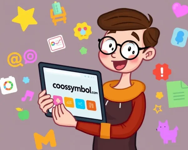 Cartoon Character Surrounded by Coosymbol.com Icons