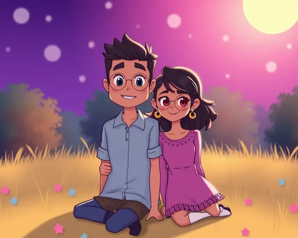 Cartoon Couple Images Depict Whimsical Scenes