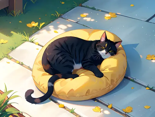 Cat's Purring Slumber with Warm Sunlight Zzz