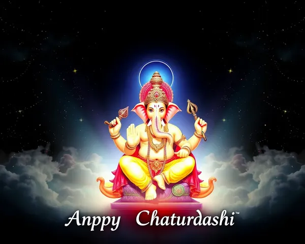 Celestial Ganesha Illustration for Anant Chaturdashi Text PNG