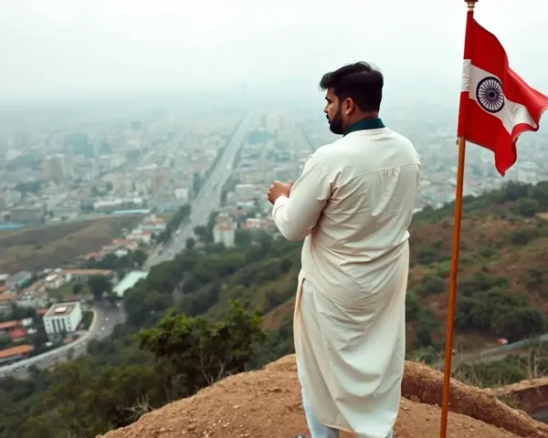Chandrashekhar Azad Defiantly Looks Out at Cityscape